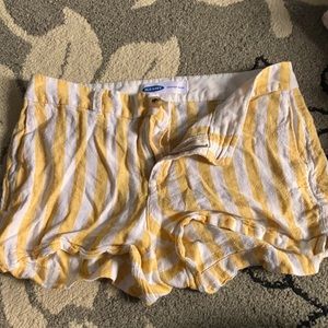 old navy white and yellow striped shorts